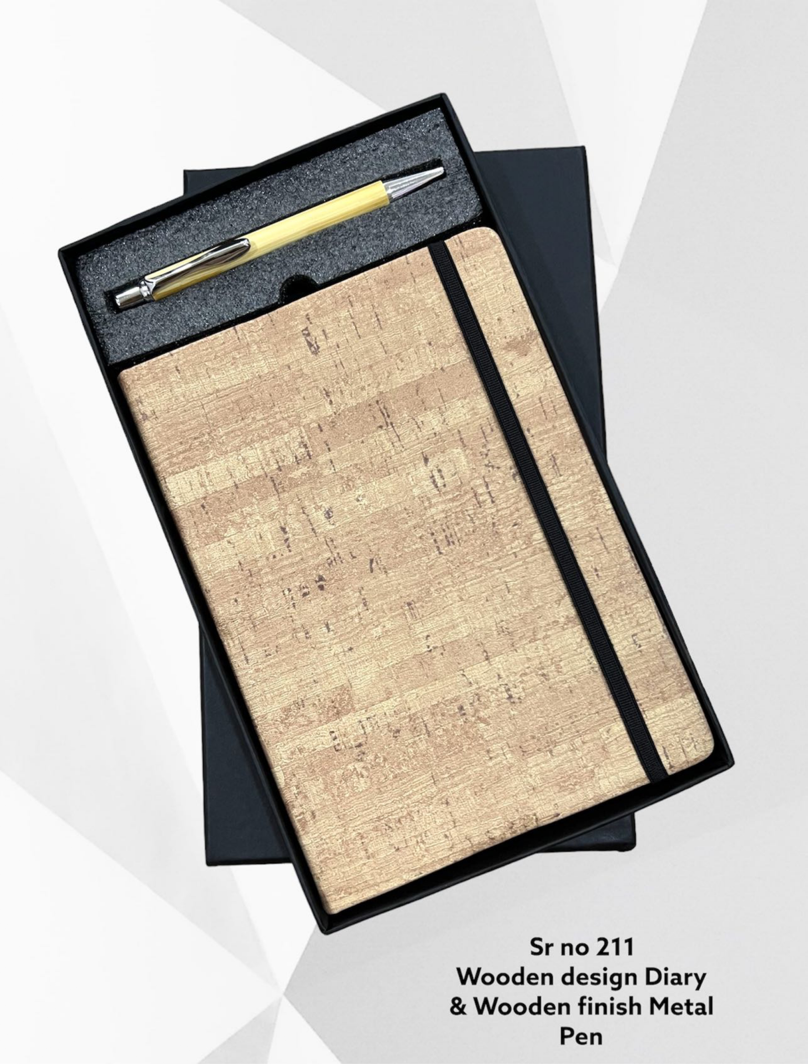 2 in 1 Wooden Texture Diary & Wooden Finish Pen Set (Sr. No. 211)