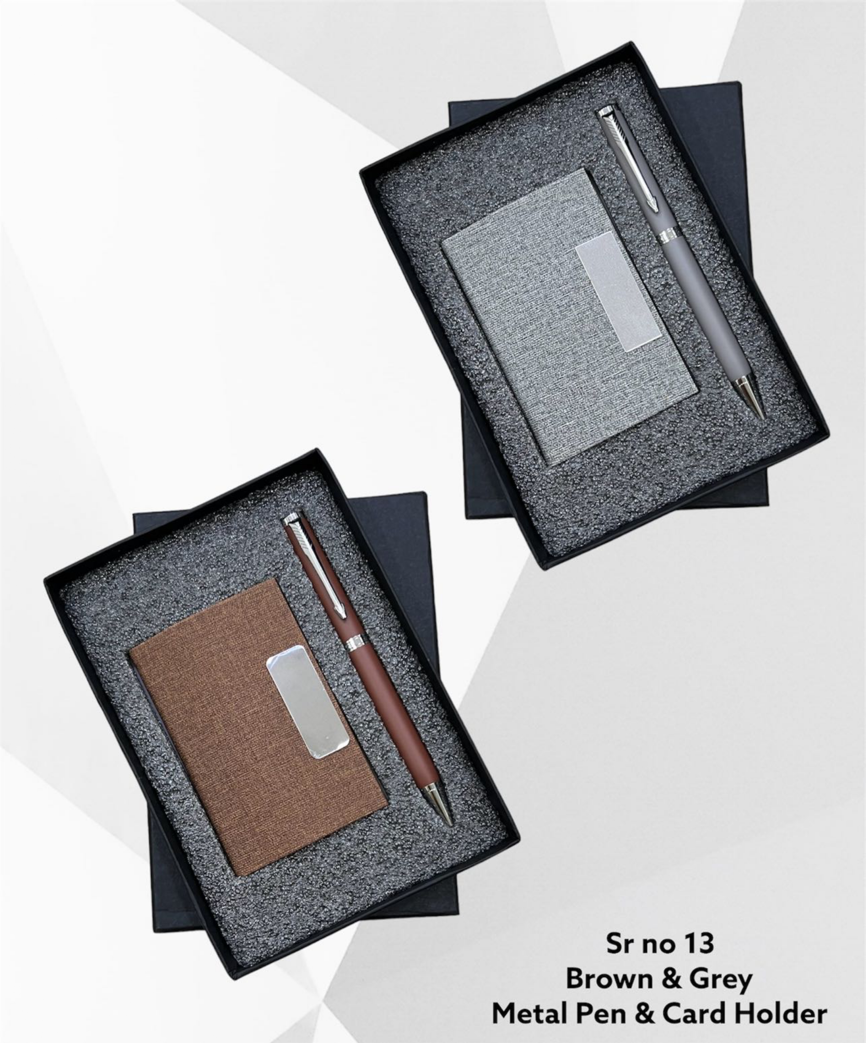 Dual Tone Metal Pen & Card Holder Set