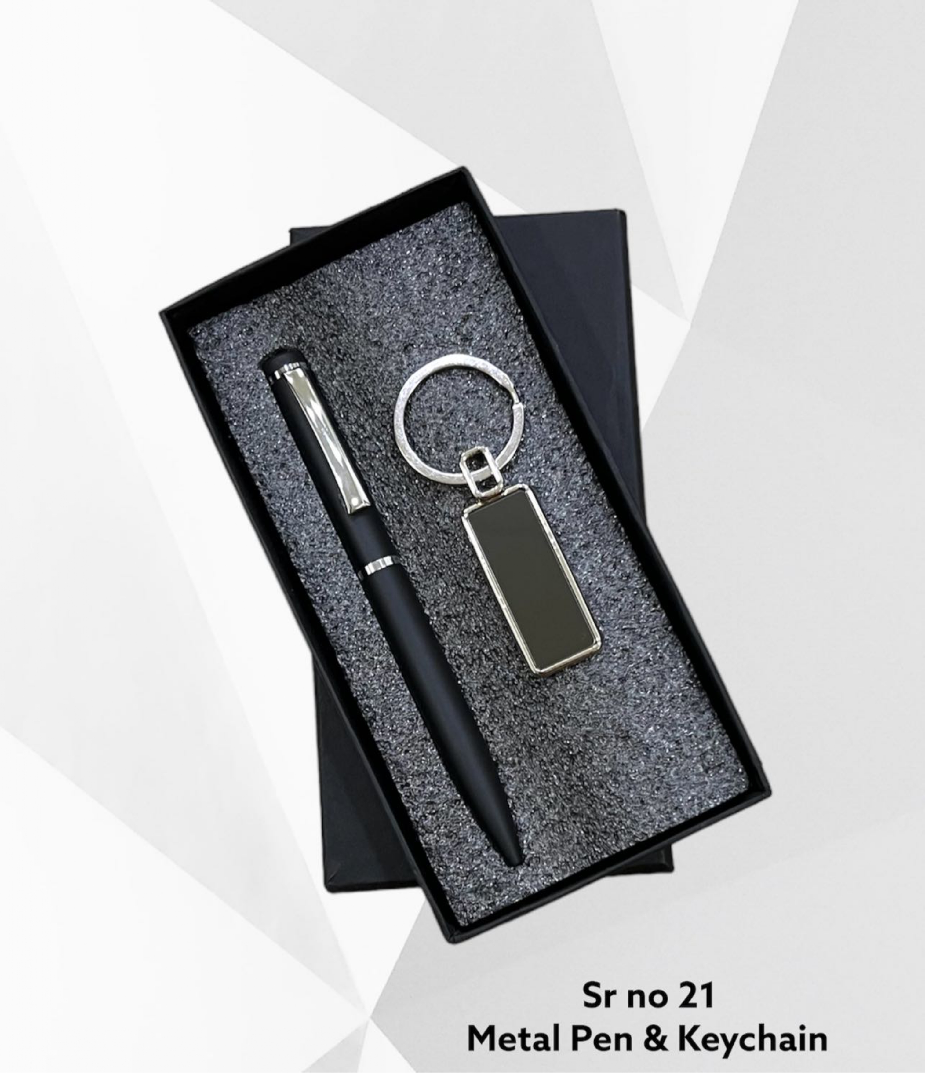 Black Metal Pen & Keychain Set