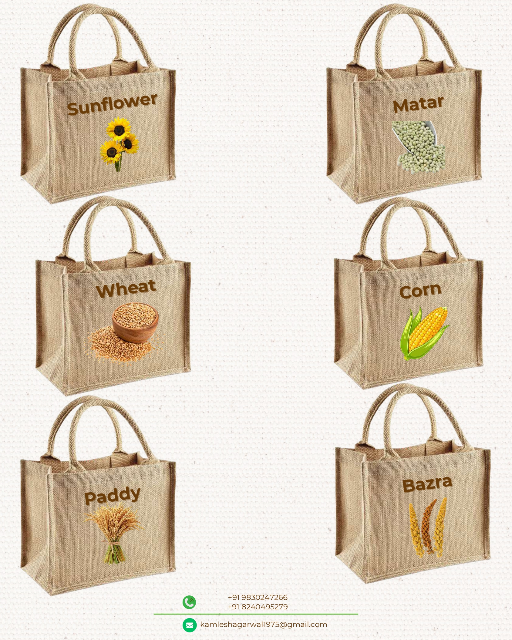 Agricultural Print Jute Bags (Sunflower, Matar, Wheat, Corn, Paddy, Bazra)