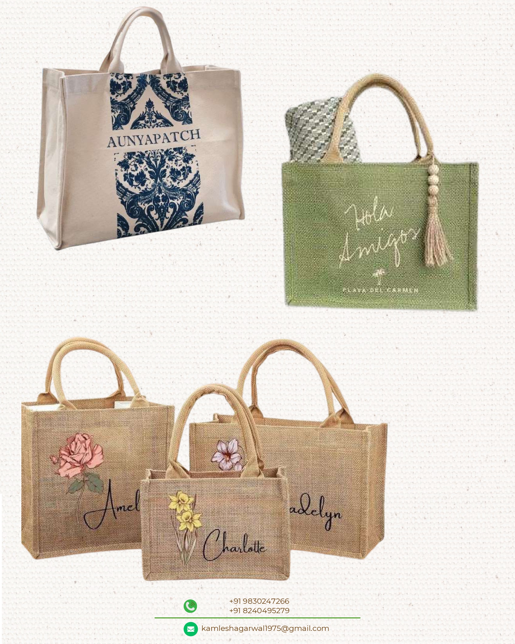 Designer Floral & Personalized Jute Bags
