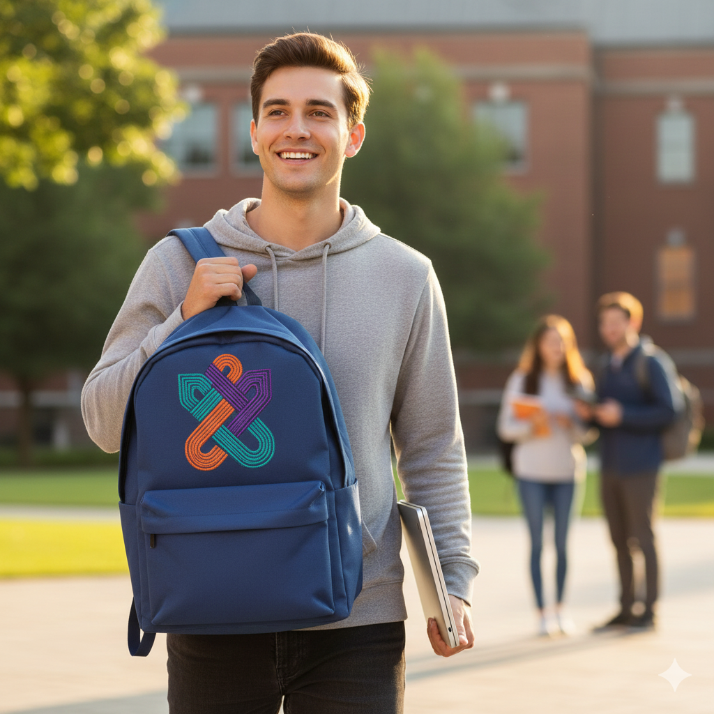 The Flow State Campus Backpack - Navy & Abstract Design