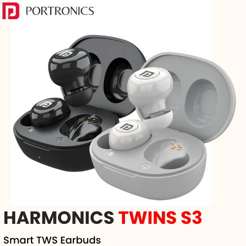 Portronics Harmonics Twins S3 – Smart TWS Earbuds (Custom Logo Ready)​