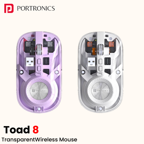 Portronics Toad 8 – Transparent Wireless Mouse with Dual Connectivity (Custom Logo Ready)