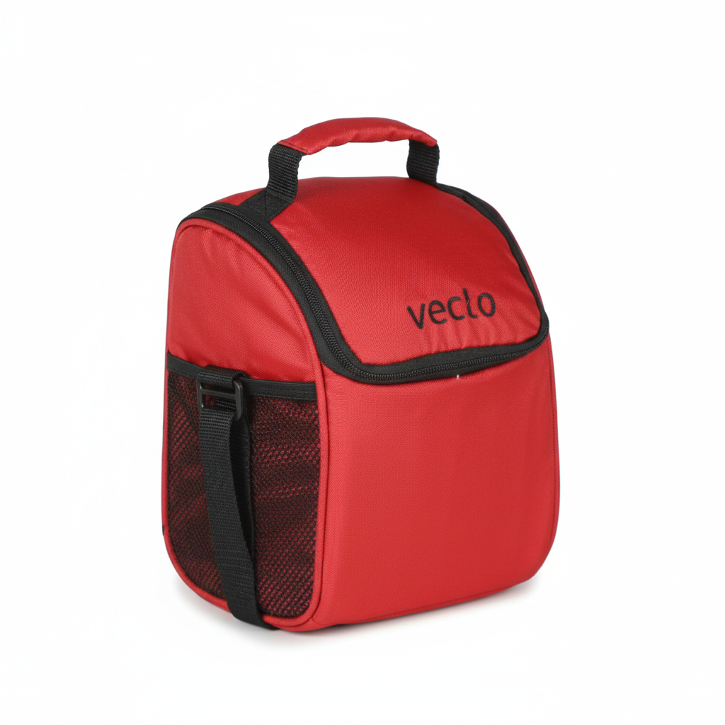 Compact Red Insulated Lunch Bag