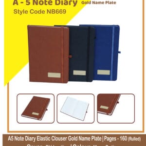 Personalized Notebooks Dairy With Gold Name Plate