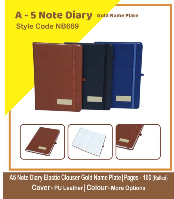 Personalized Notebooks Dairy With Gold Name Plate