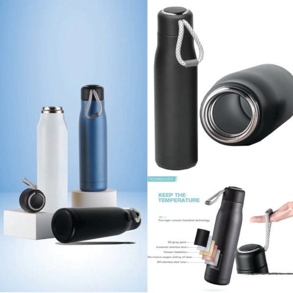 Insulated Water Bottle, 600ml Travel Thermal Flask Thermal Water Bottle